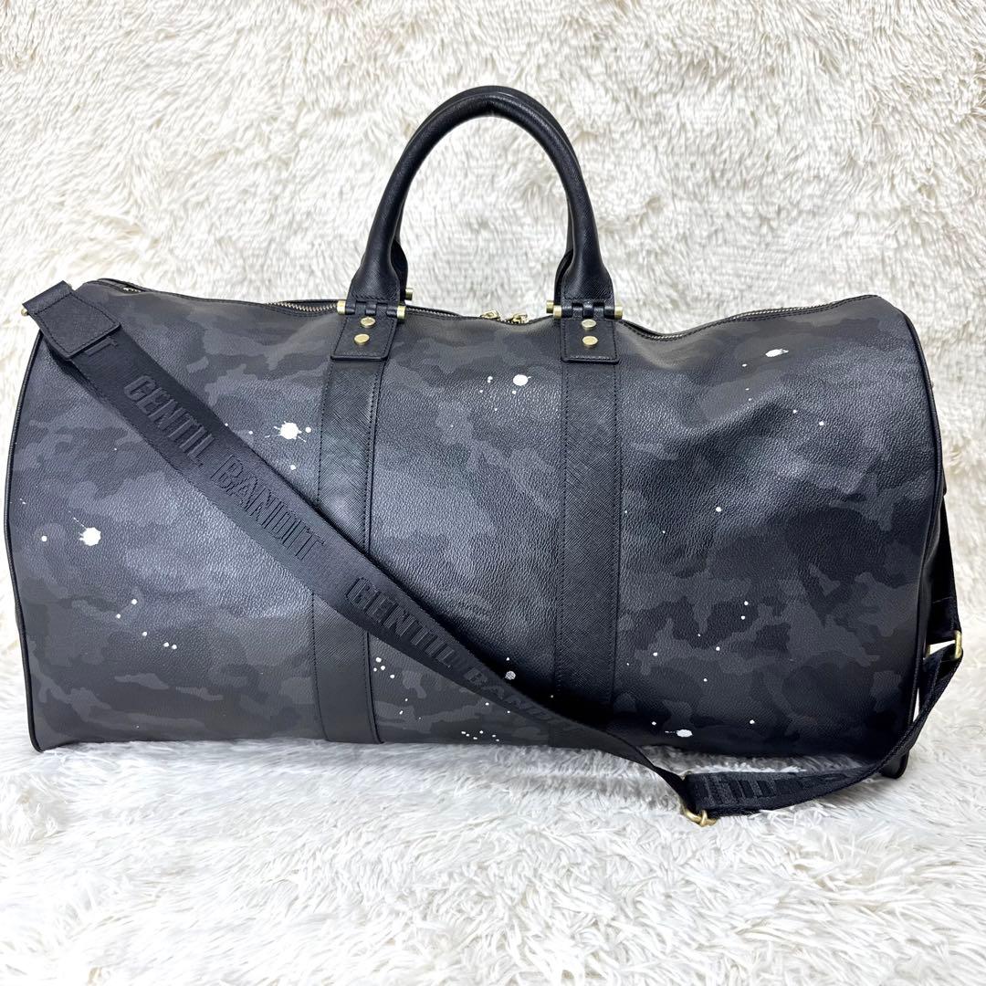 美品 ジャンティバンディ ボストンバッグ ショルダーバッグ ブラックカモ PVC