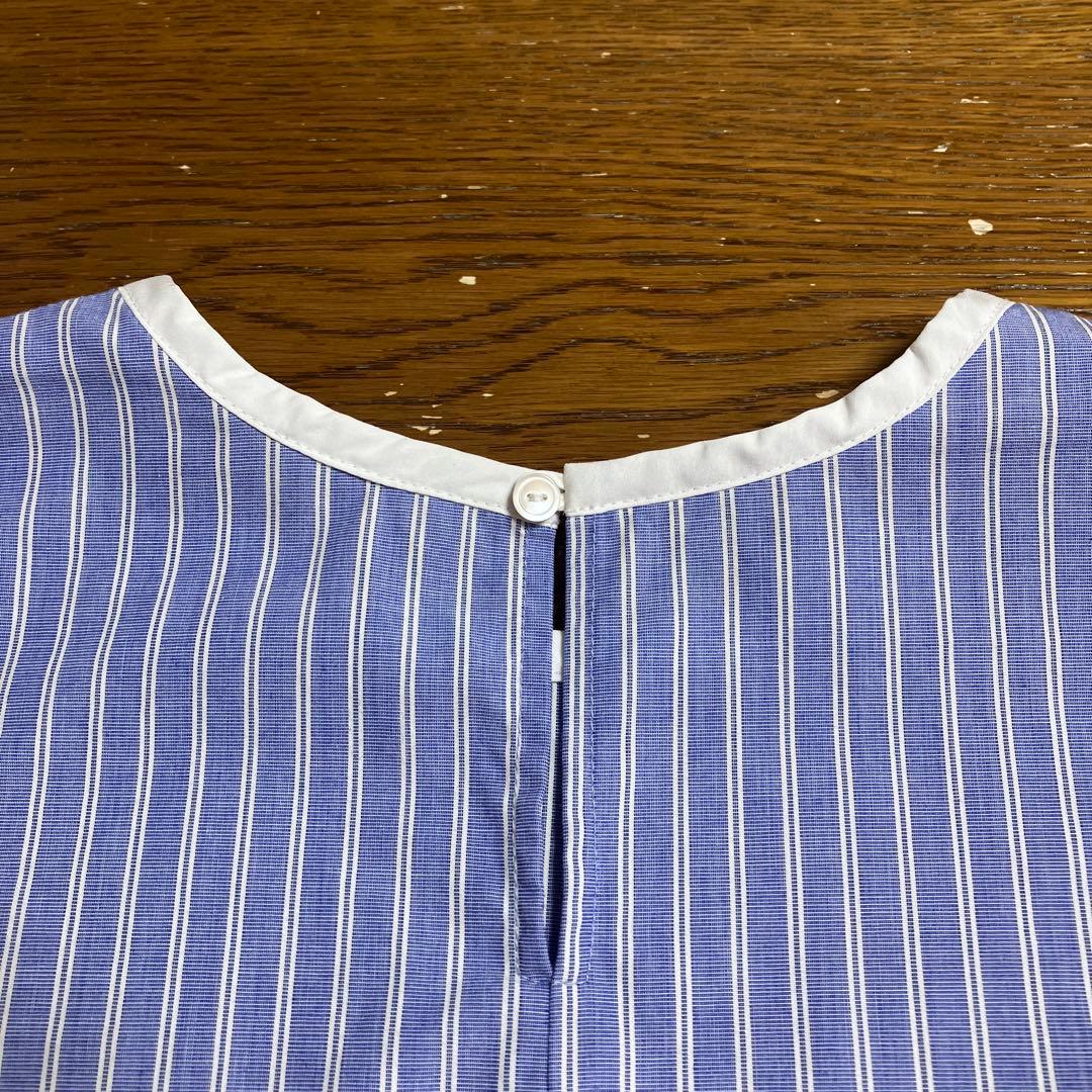 OUR シワになりにくい播州織フレアブラウス