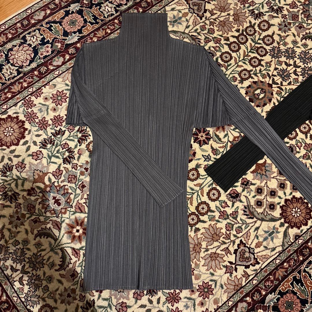 プリーツプリーズ長袖トップス2色セット