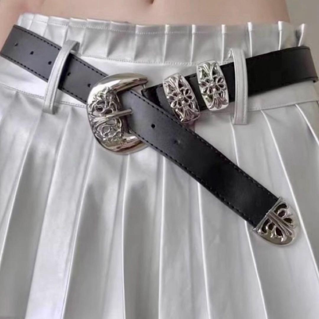 【ぬまちゃん】ウエスタンベルト　黒　ヴィンテージ　ストリート　Y2K