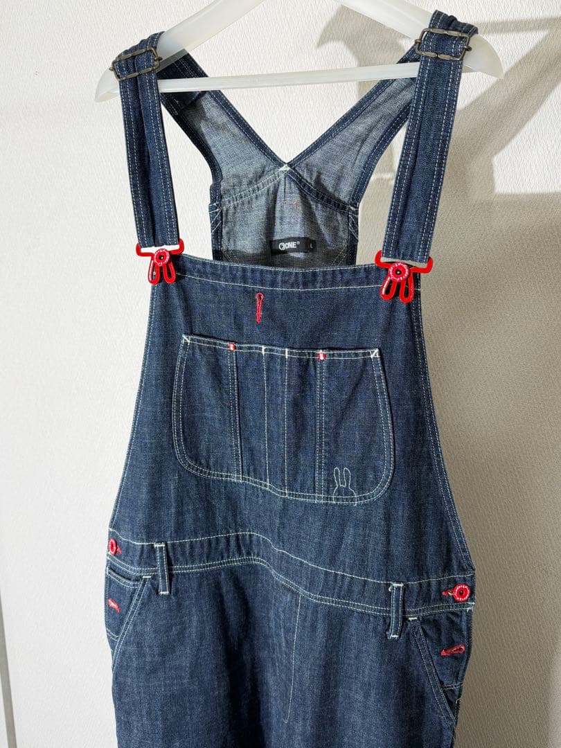CUNE キューン うさぎプリント デニムオーバーオール サロペット