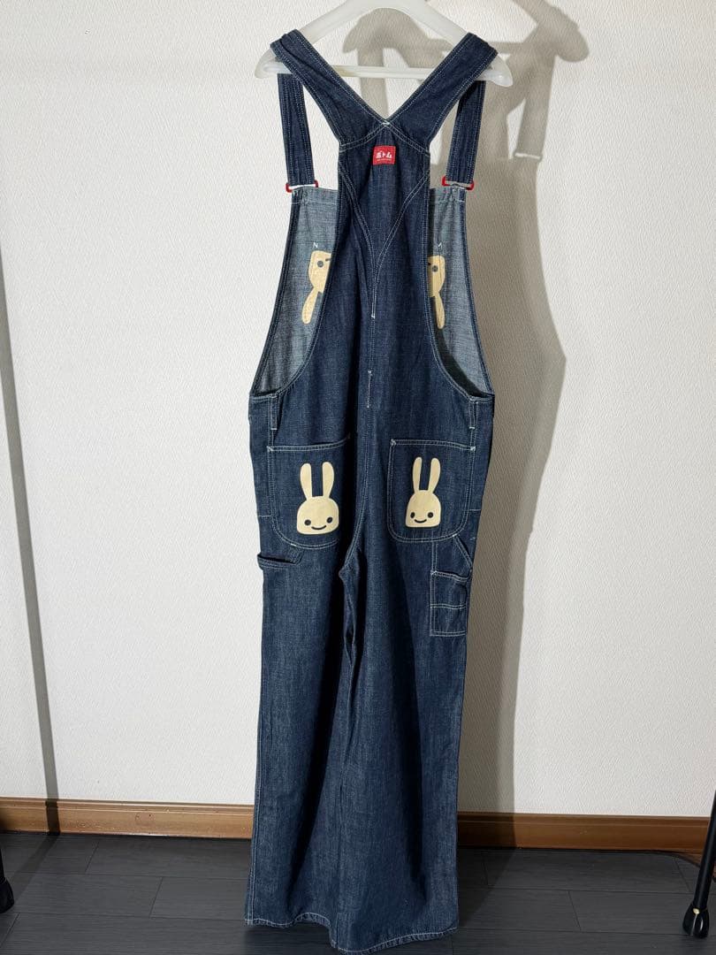 CUNE キューン うさぎプリント デニムオーバーオール サロペット