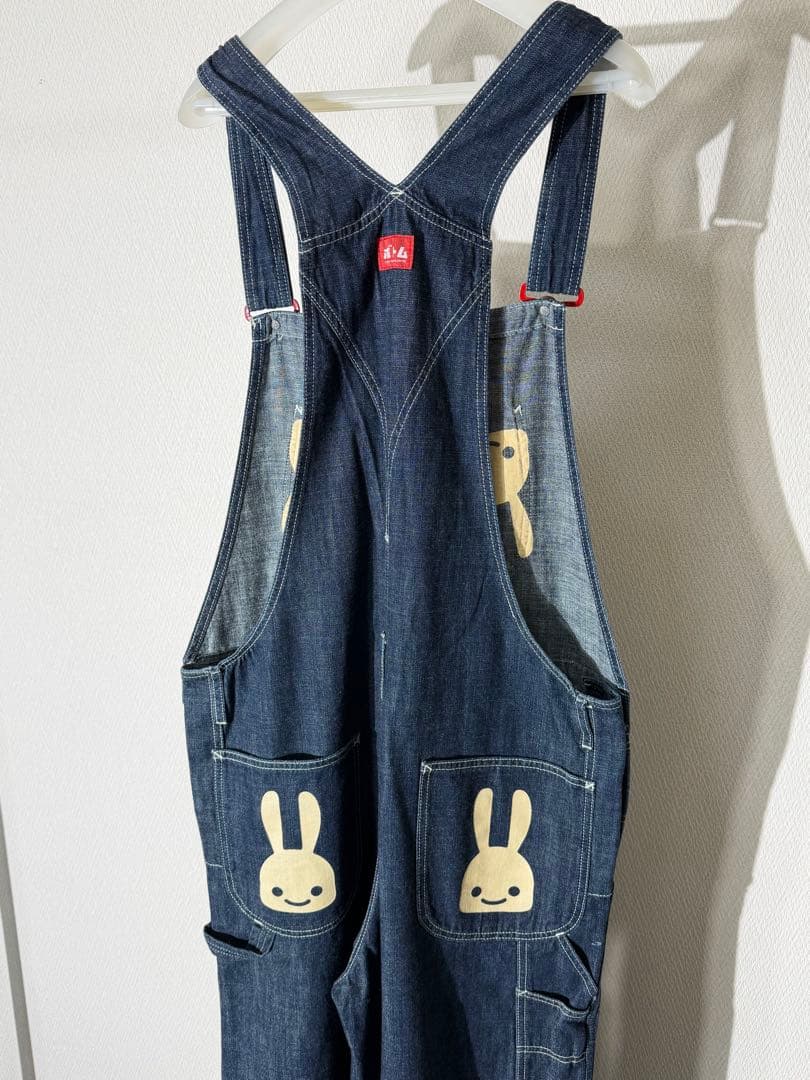 CUNE キューン うさぎプリント デニムオーバーオール サロペット