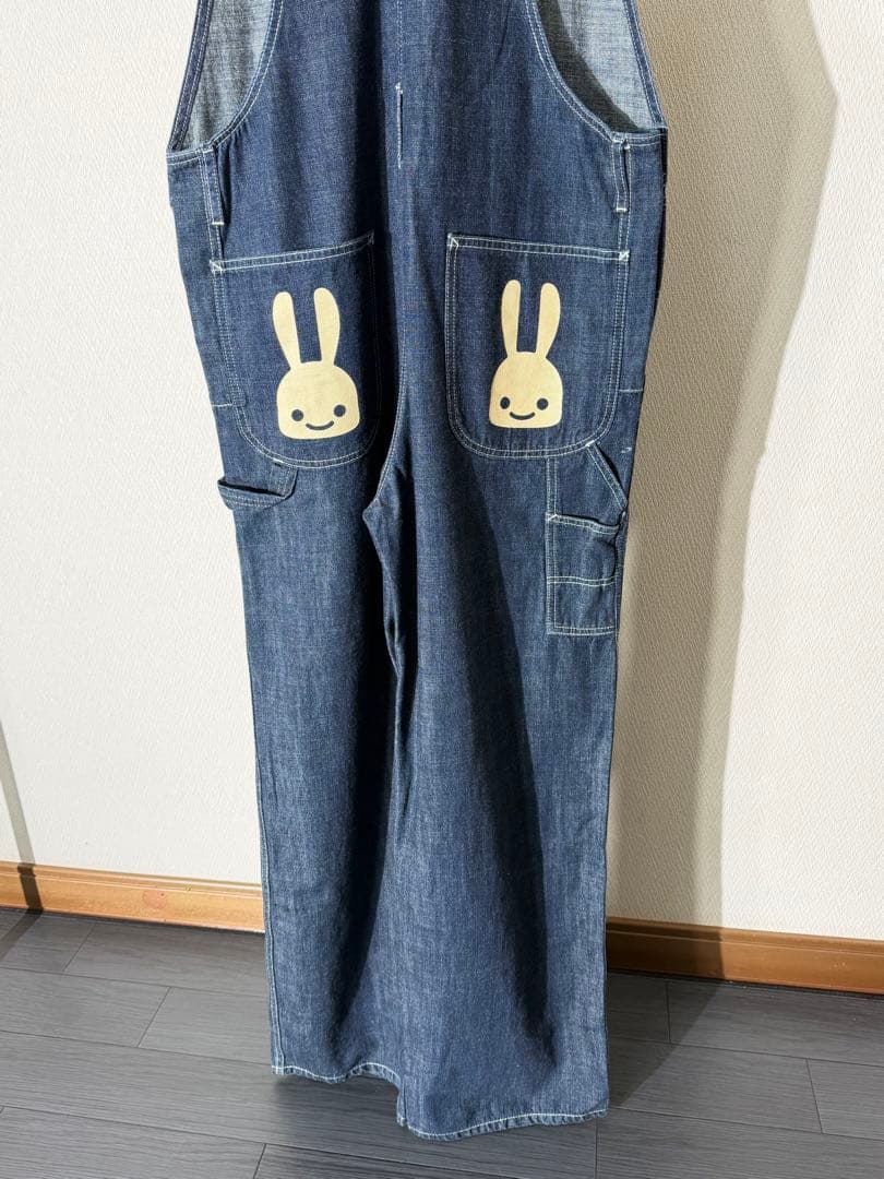 CUNE キューン うさぎプリント デニムオーバーオール サロペット