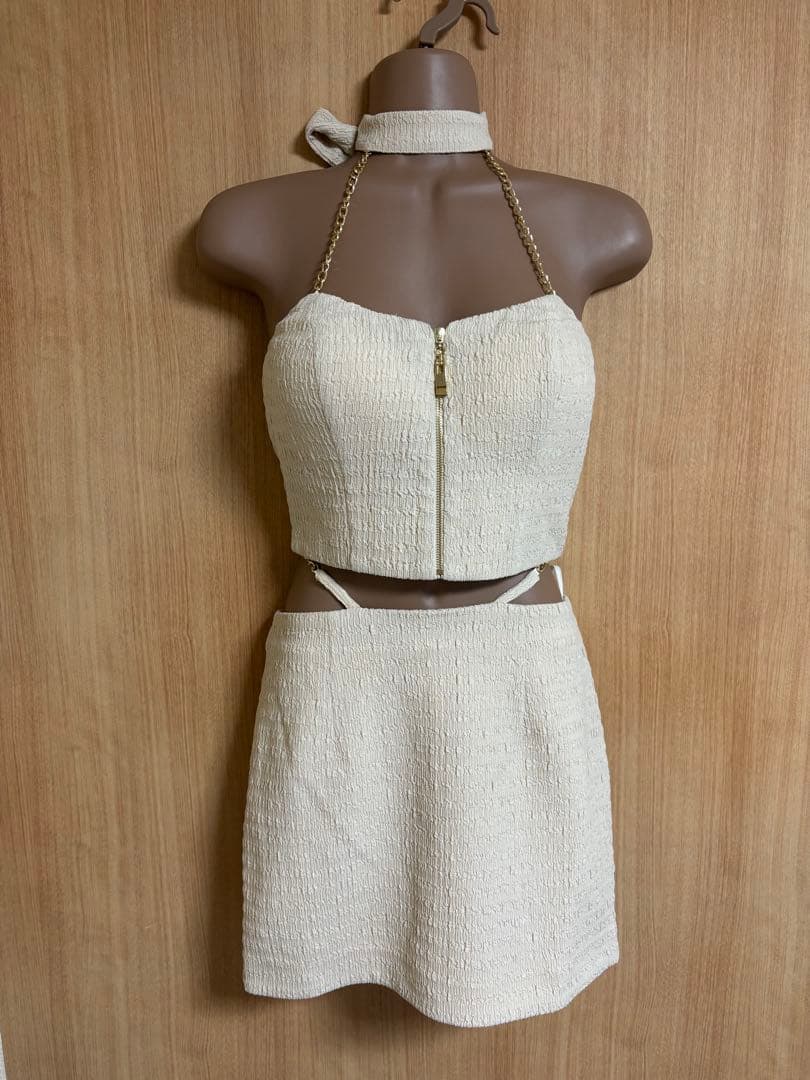 GL3332＊チェーンモチーフホルターネックセットアップclS