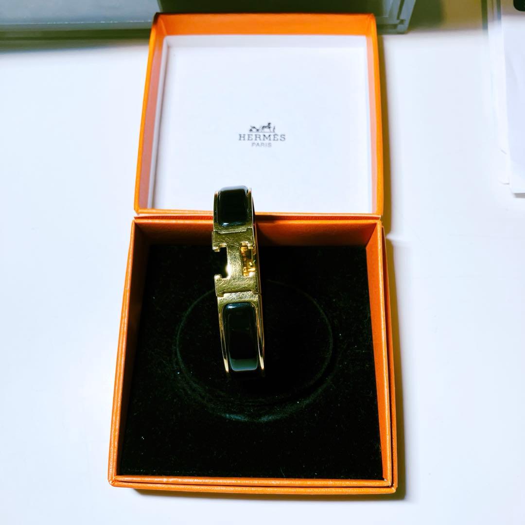 HERMES エルメス　バングル　クリックH ブラック×ゴールド　PM