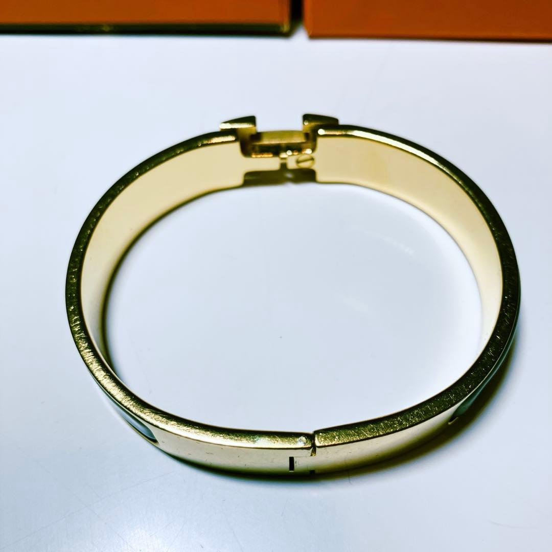HERMES エルメス　バングル　クリックH ブラック×ゴールド　PM