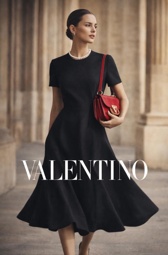 極美品★VALENTINO最高級ライン★シルクウール★フレア★ロングワンピース