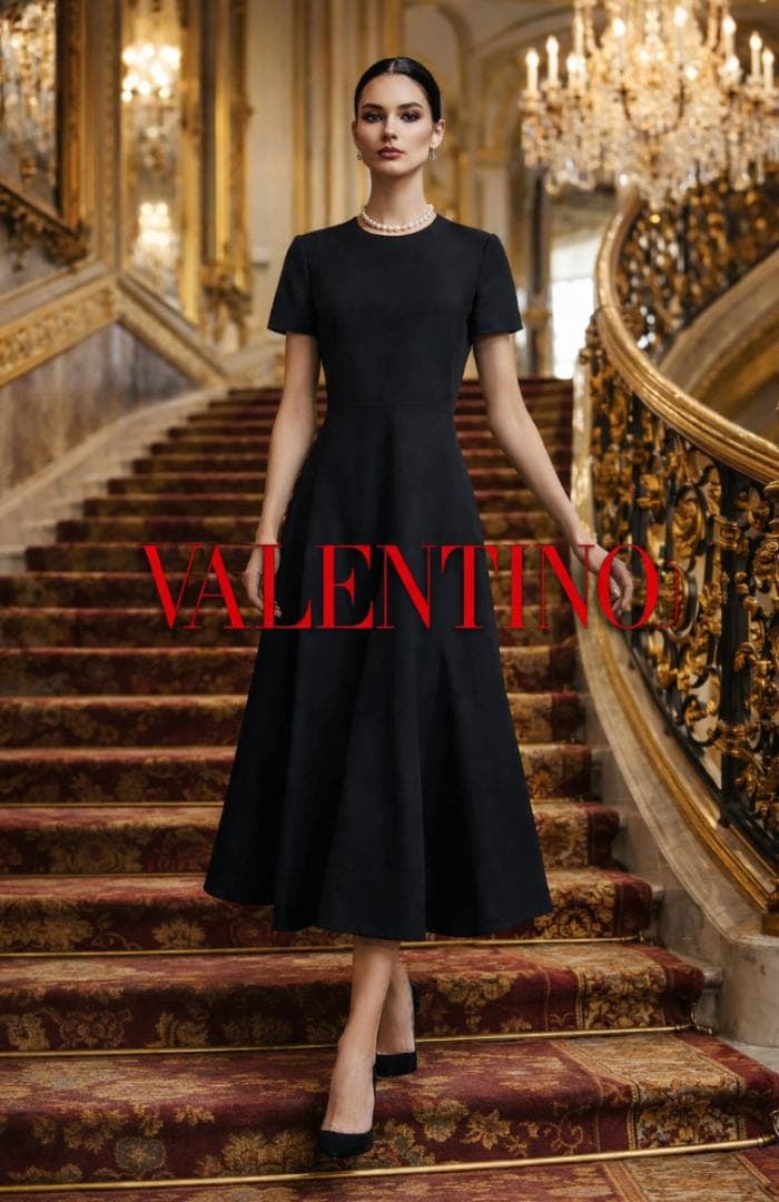 極美品★VALENTINO最高級ライン★シルクウール★フレア★ロングワンピース