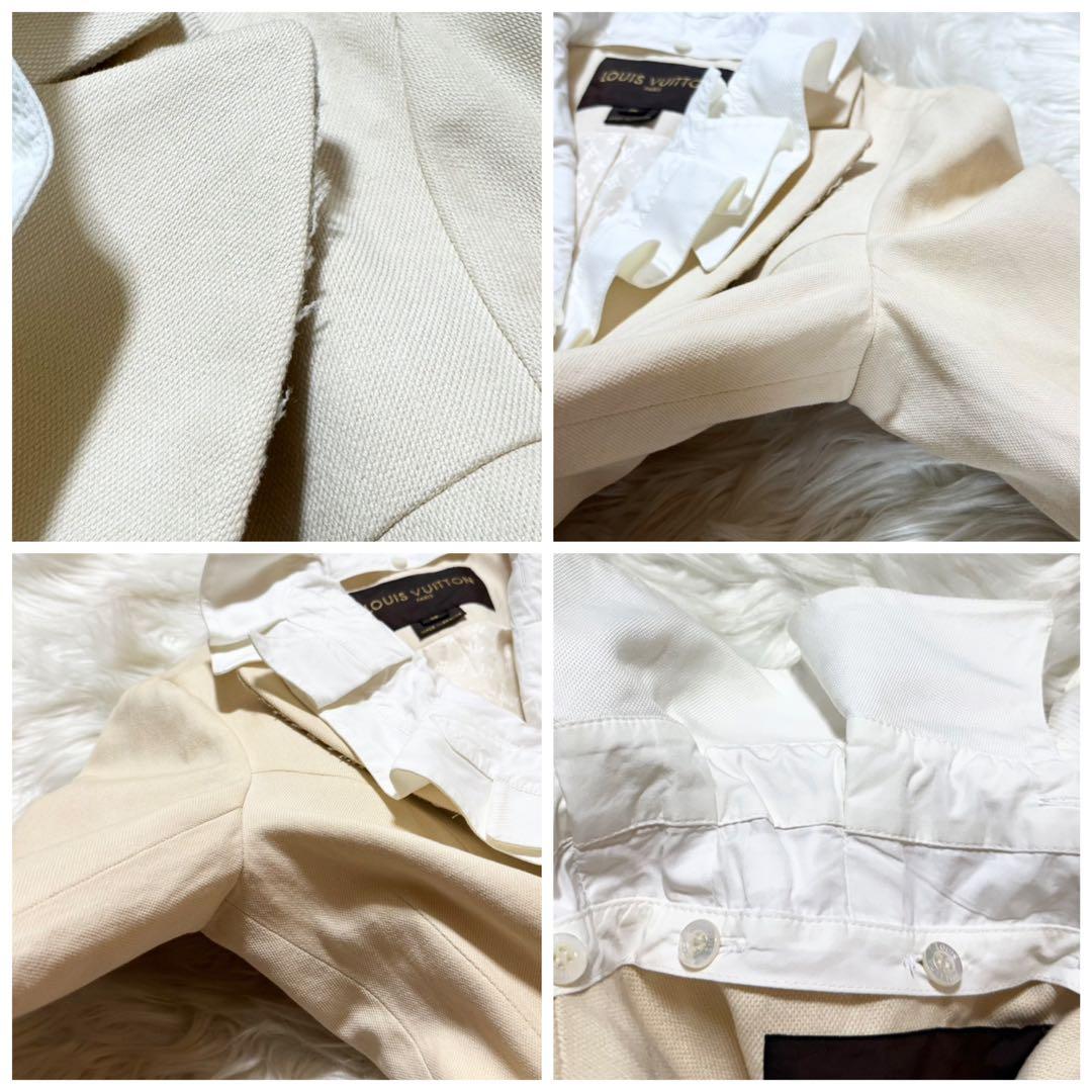美品 ランウェイ ルイヴィトン フラワー フリル ジャケット 38 ベージュ