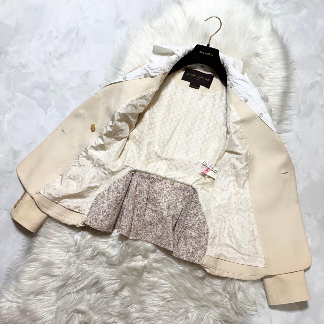 美品 ランウェイ ルイヴィトン フラワー フリル ジャケット 38 ベージュ