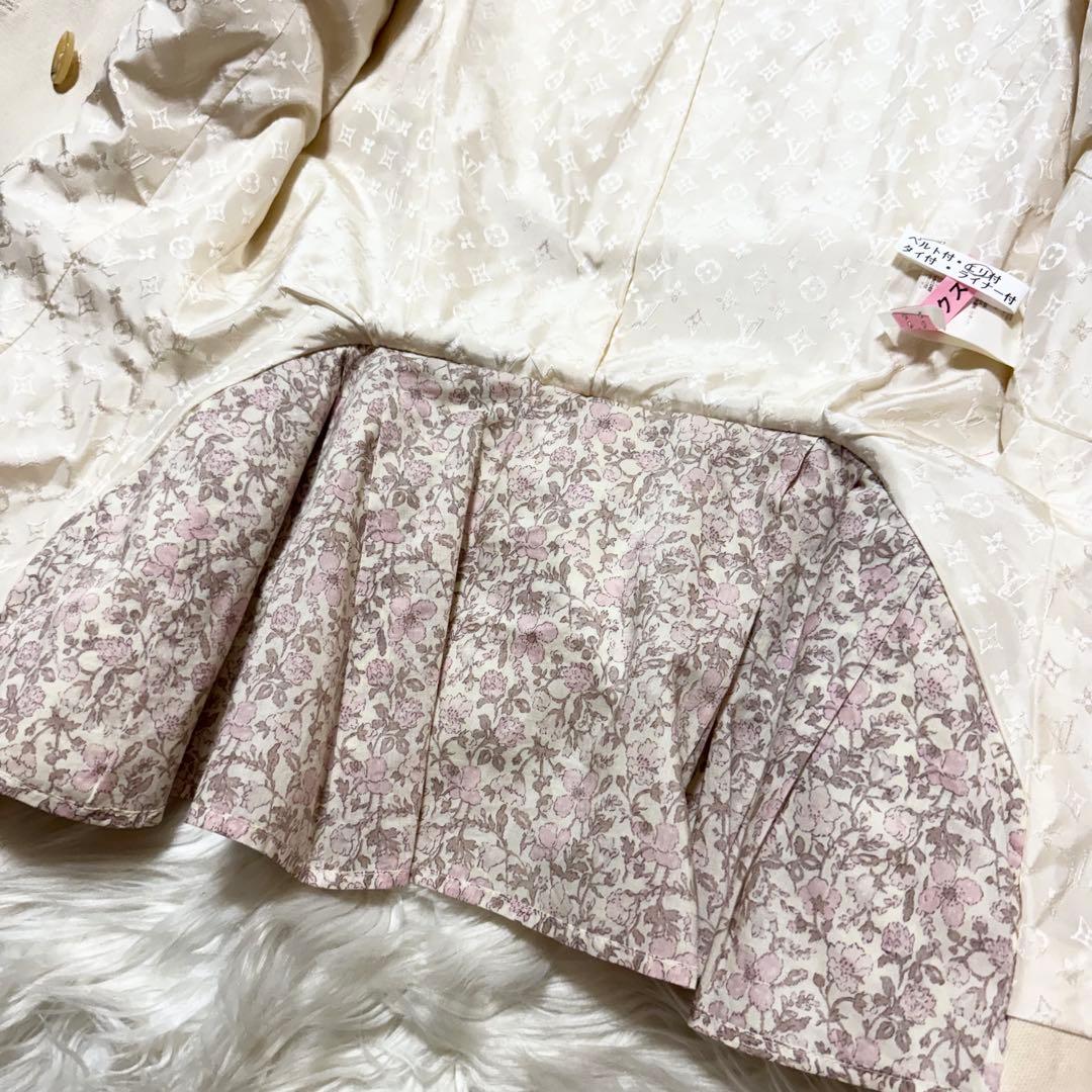 美品 ランウェイ ルイヴィトン フラワー フリル ジャケット 38 ベージュ
