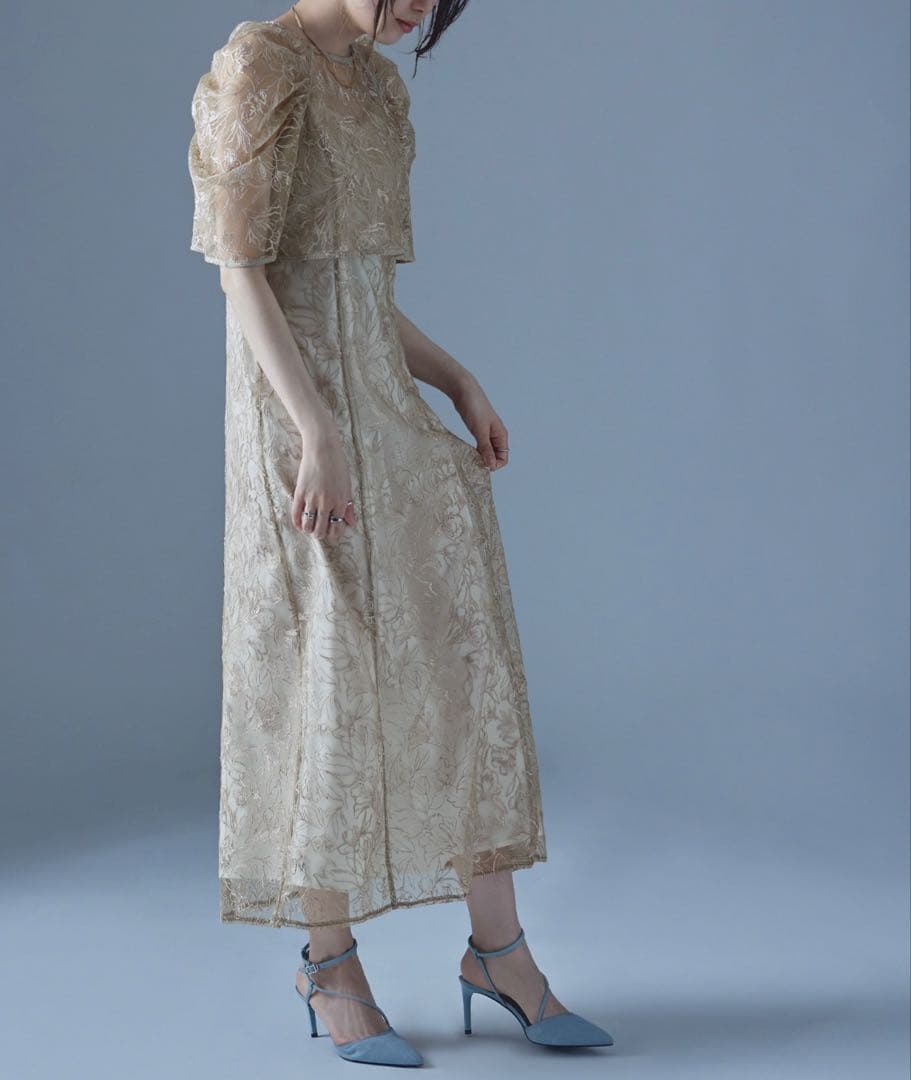 etoll. 刺繍レースレイヤードドレス
