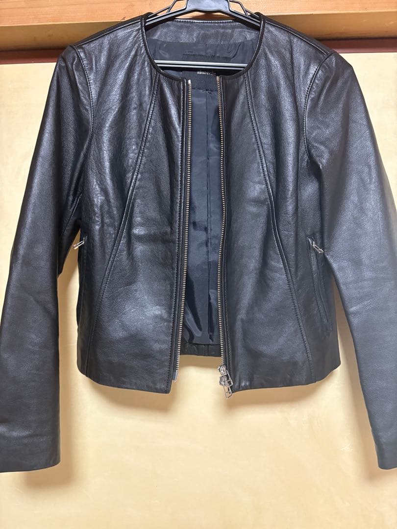 アルアバイル　レザークルーネックジャケット　ブラック　ルルウィルビー