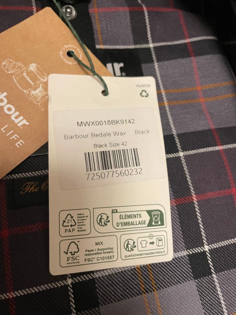 【新品未使用】Barbour バブアー ビデイル　WAX 42 ブラック 黒