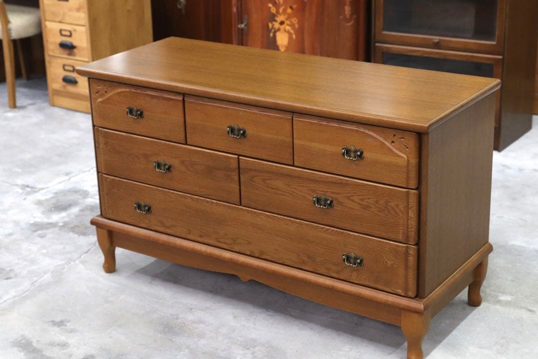 GMHN336B○クラシック アンティーク調 3段チェスト サイドボード リビン