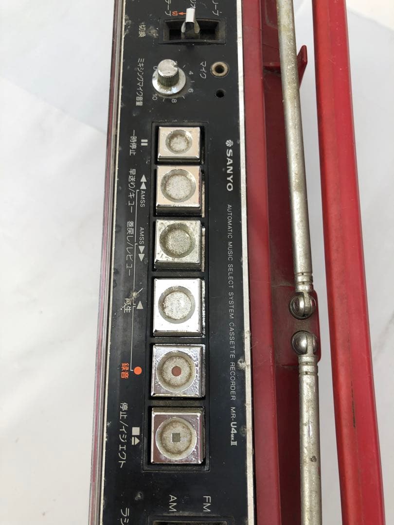 SANYO MR-U4MK2 赤　ラジカセ 昭和レトロ動作訳あり(D193)