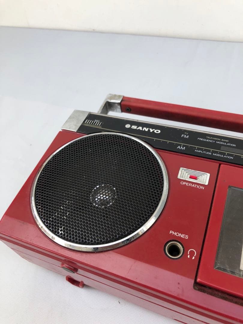 SANYO MR-U4MK2 赤　ラジカセ 昭和レトロ動作訳あり(D193)
