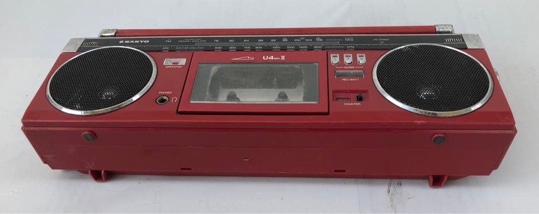 SANYO MR-U4MK2 赤　ラジカセ 昭和レトロ動作訳あり(D193)