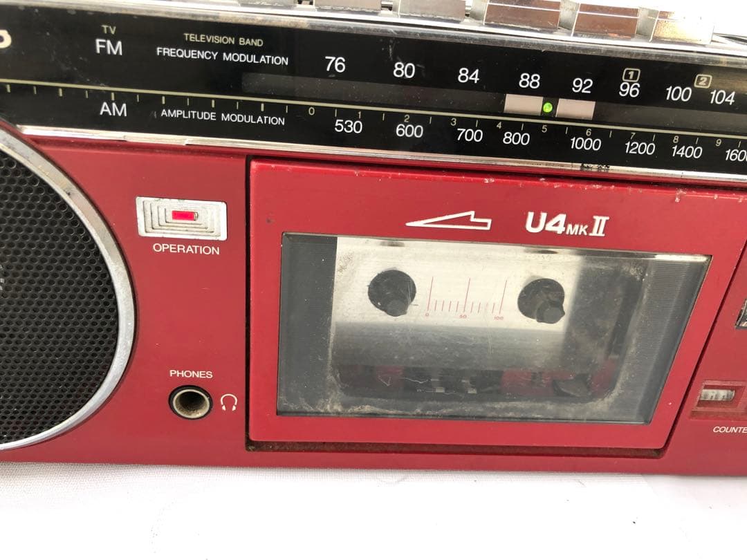 SANYO MR-U4MK2 赤　ラジカセ 昭和レトロ動作訳あり(D193)