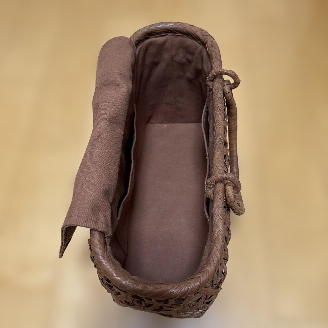 山葡萄かごバッグ 手作り カゴバッグ 内布付き 市松編み、立体花編み