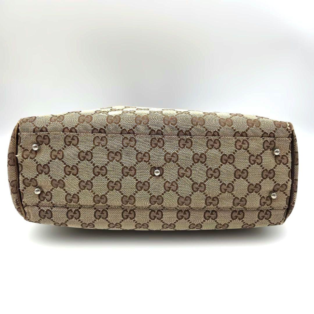 GUCCI シェリーライン GGキャンバス ホースビット ハンドバッグ ブラウン