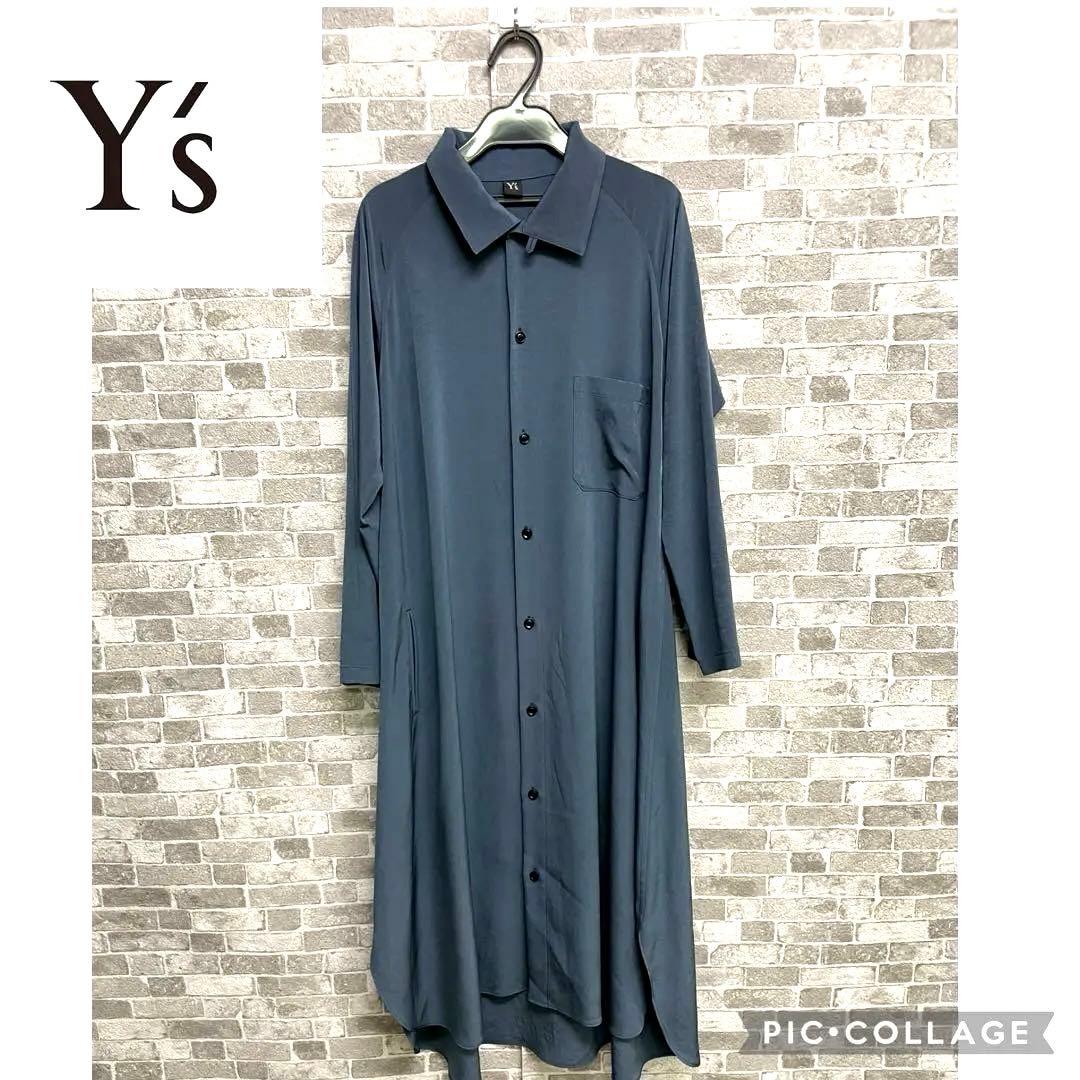 美品　Y's ダークブルー シャツワンピース　テンセルシャツ　希少