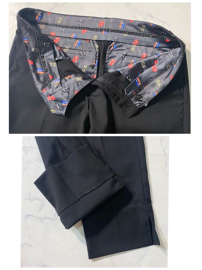 【新品未使用】スラックス　ローリングストーンズコラボ　タグ付き　サイズ3　総柄