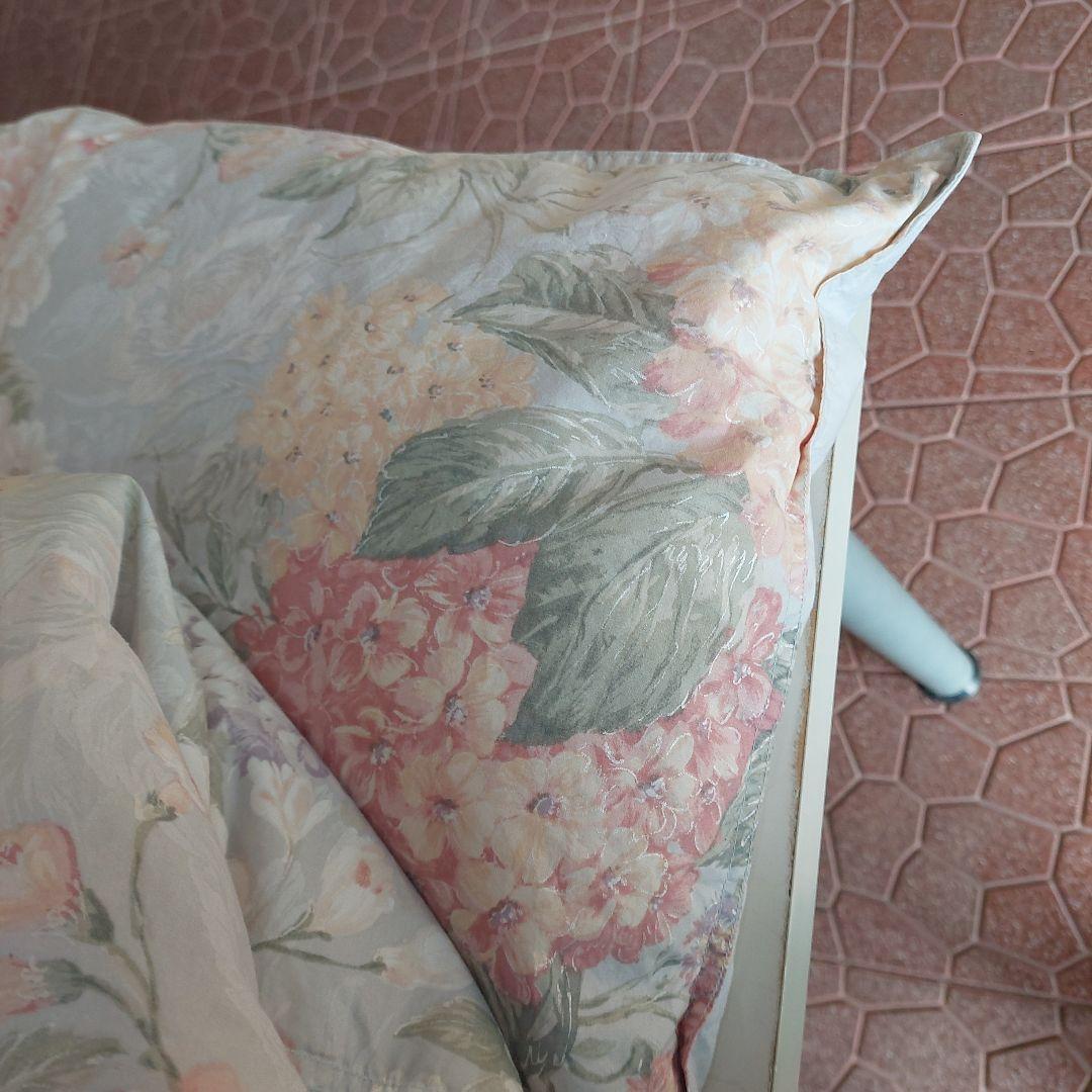 羽毛花柄掛け布団 ホワイトダウン1.5kg 中古品