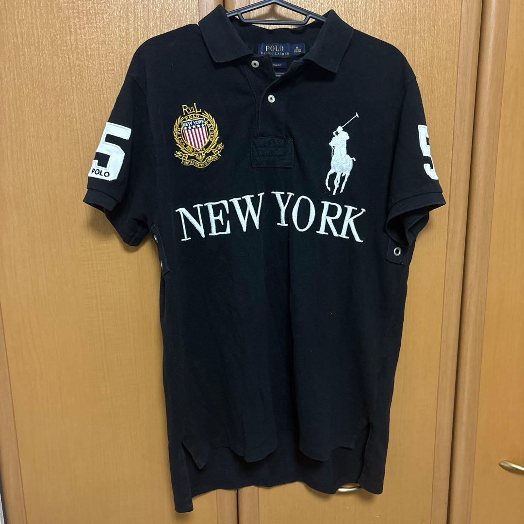 ポロラルフローレン 半袖ポロシャツ ビッグポニー ニューヨーク ブラック M