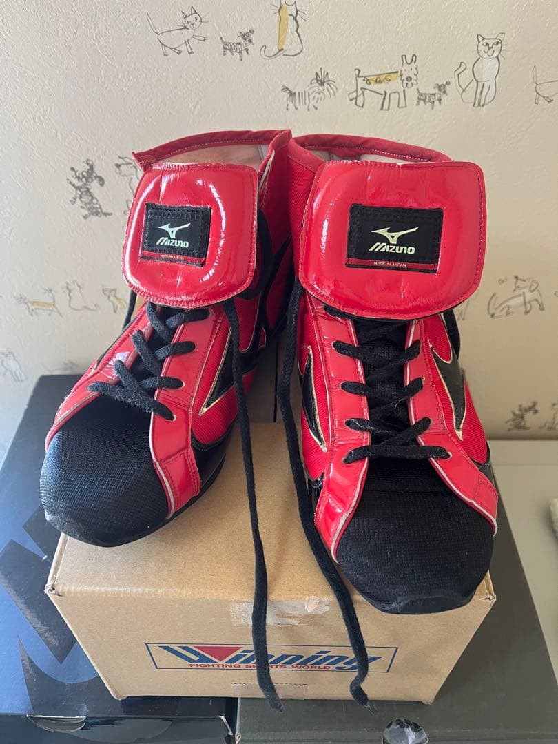【Mizuno】ボクシングシューズ レッド ハイカット オーダーモデル 希少