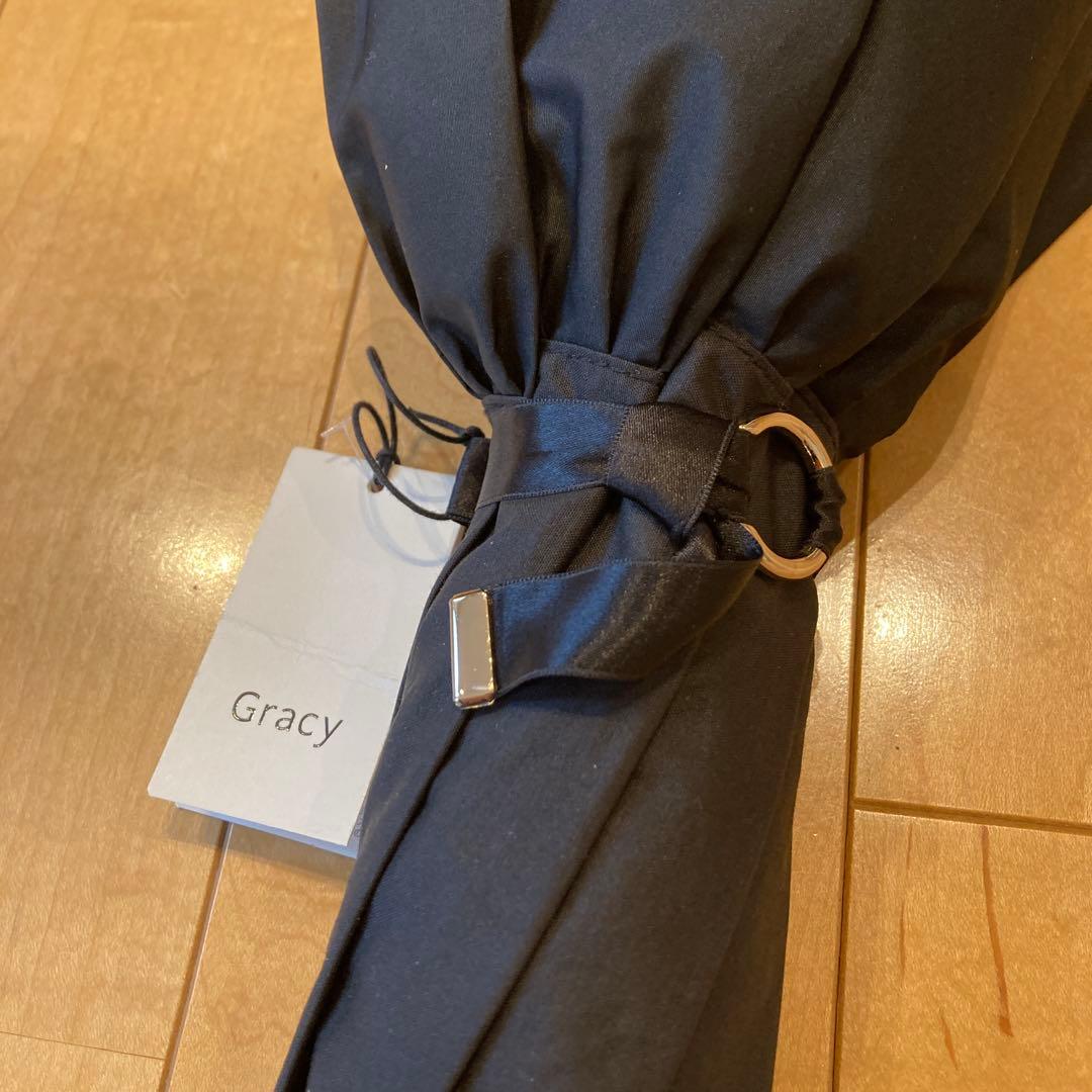 グレイシー　フリルたっぷり晴雨兼用日傘　ブラック