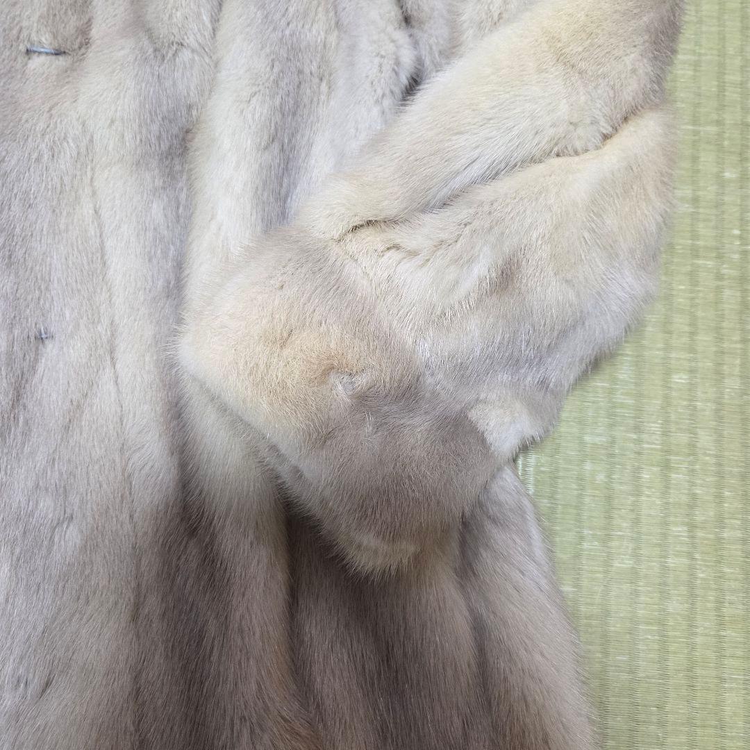 SAGAMINK デザインコート ホワイトパール 袖丈絞り 銀サガ ミンク