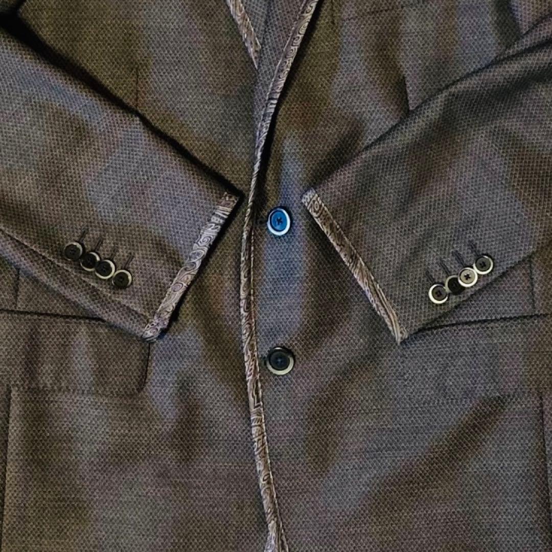 【美品】✨ETRO パイピングスーツ 裏地ペイズリー ボタニカル 52 XL