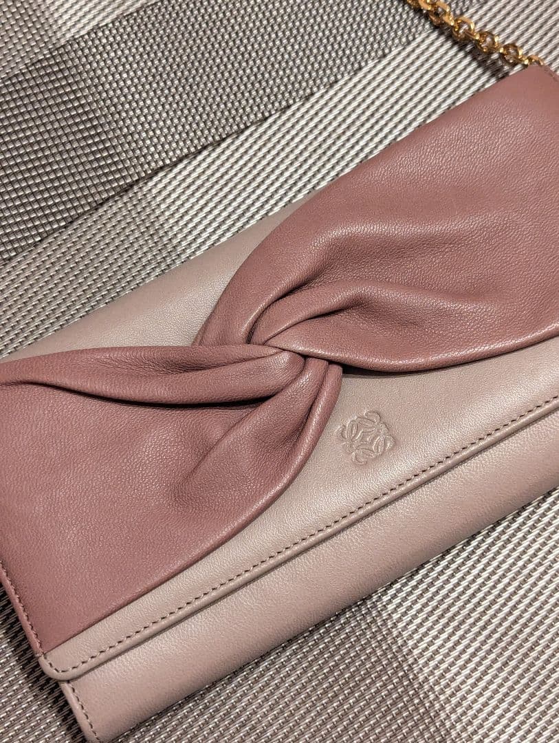 LOEWE ロエベ チェーンウォレット 長財布 ピンクベージュ