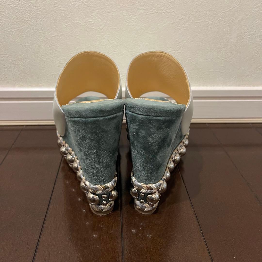 美品✨クリスチャンルブタン レザー スエード ウェッジソール サンダル 37