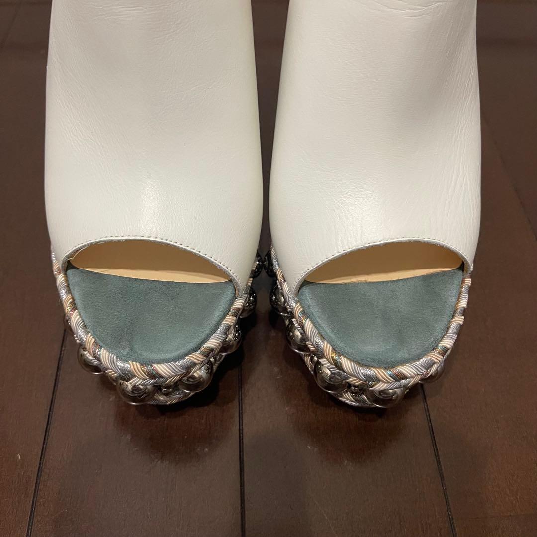 美品✨クリスチャンルブタン レザー スエード ウェッジソール サンダル 37