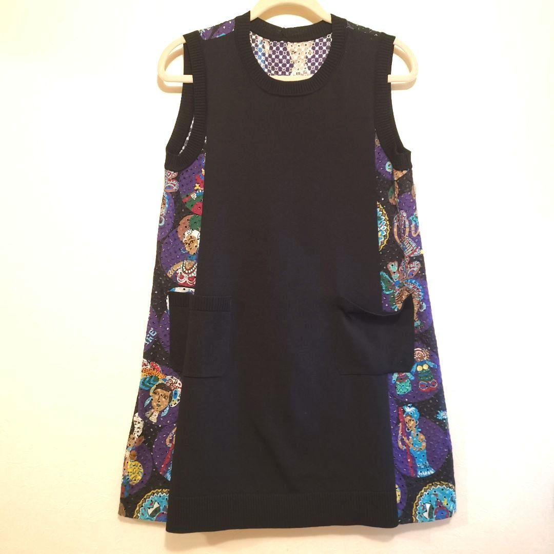 【美品】TOKUKO1erVOL　ノースリーブサマーニットチュニック ブラック