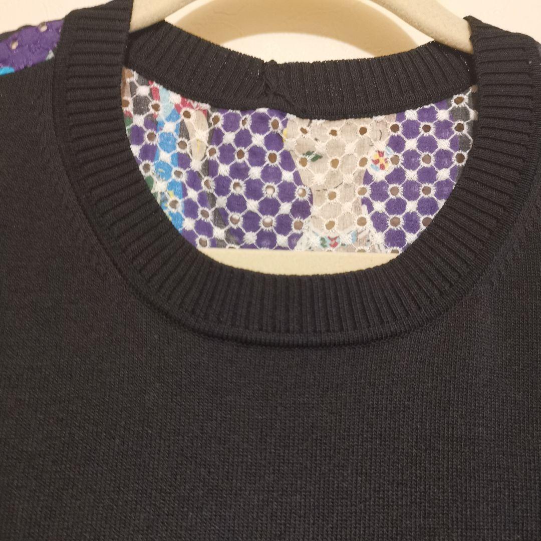 【美品】TOKUKO1erVOL　ノースリーブサマーニットチュニック ブラック