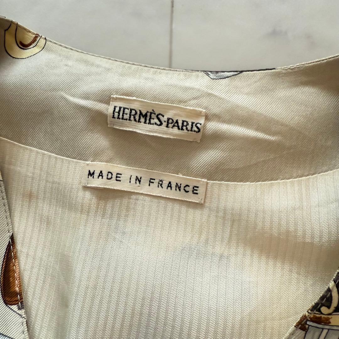 希少✨HERMES マルジェラ期 シルク100% ベスト ジレ スカーフ柄 38