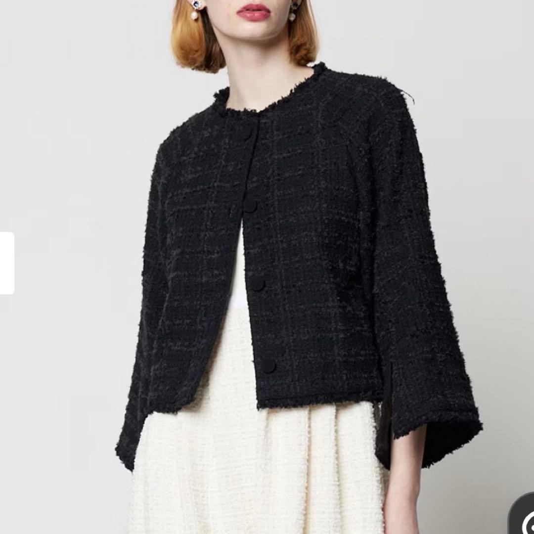 02343-2 TOCCA UNSNARL ツイードジャケット　ノーカラー　4