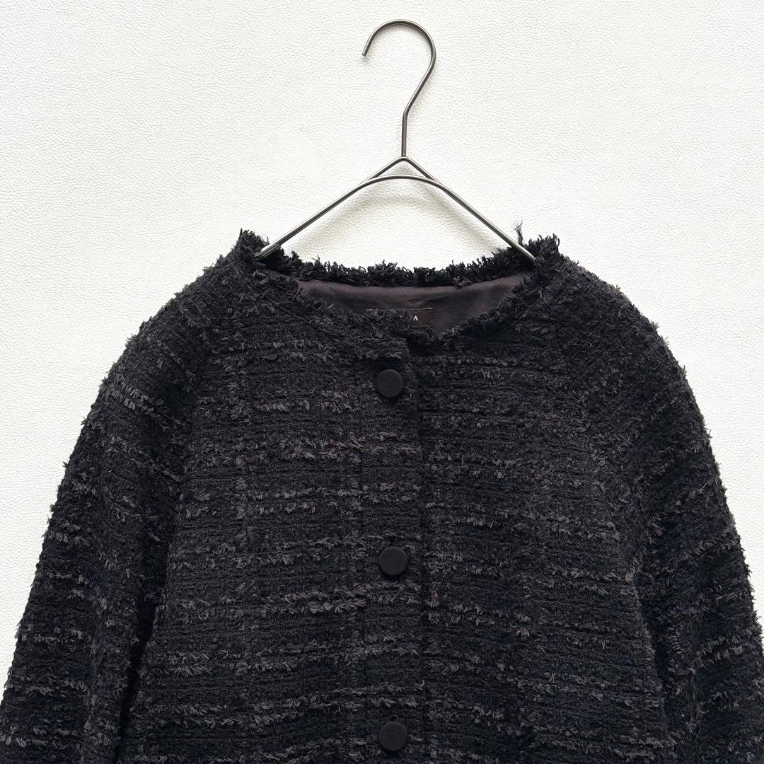 02343-2 TOCCA UNSNARL ツイードジャケット　ノーカラー　4