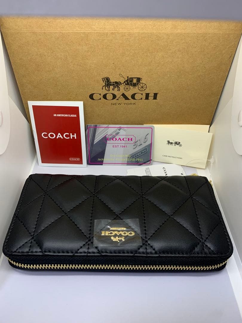 COACH コーチ　F53637 長財布　キルテッド　レザー　ジップアラウンド