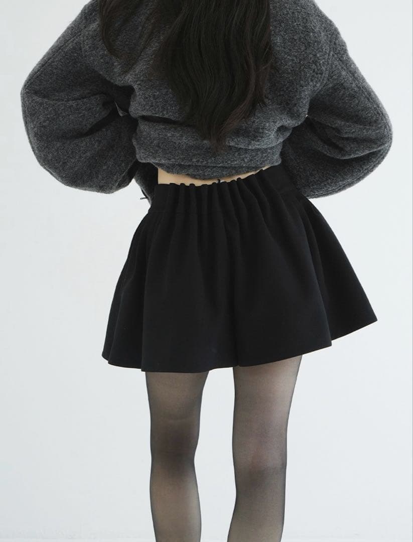 CLANE LOW WAIST TUCK SHORT PANTS ブラック1