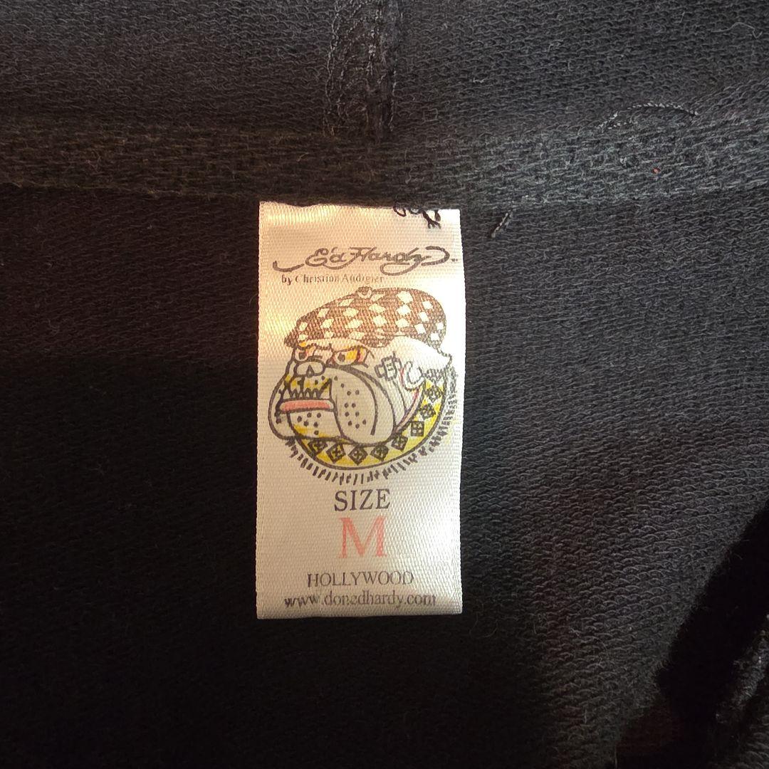 Ed Hardy花柄刺繍 パーカー 黒 Seattle 1968