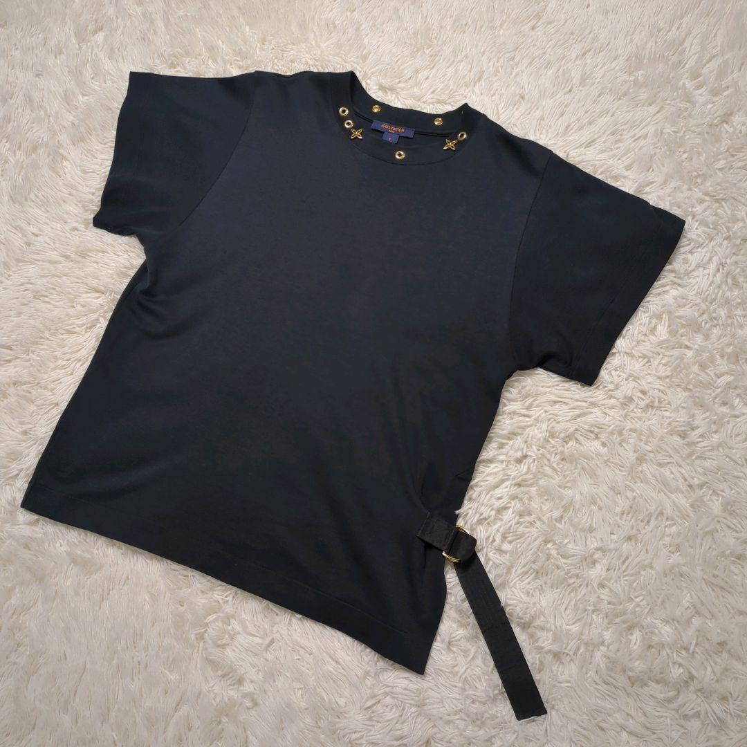 【入手困難・美品】ルイヴィトン☆サイドストラップTシャツ ゴールドモノグラム 黒