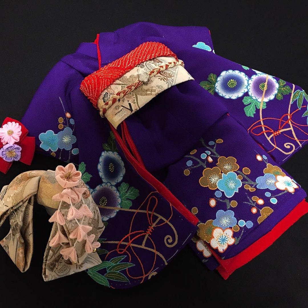 ＊ 市松人形 15号 縮緬 アンティーク 着物 帯 ＊ ドール 人形