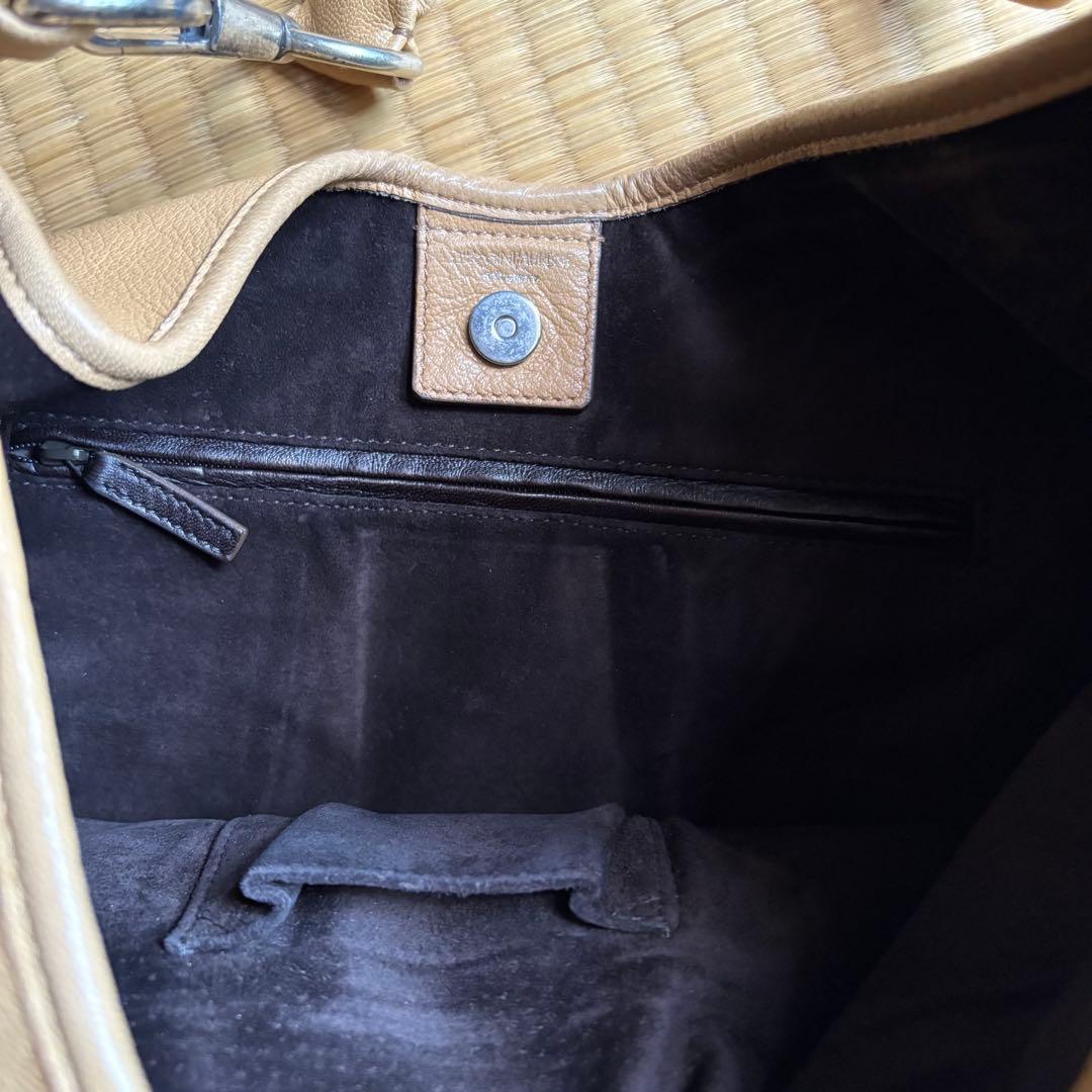 美品イヴサンローランサントロペフリルレザーワンショルダーバックキャメル