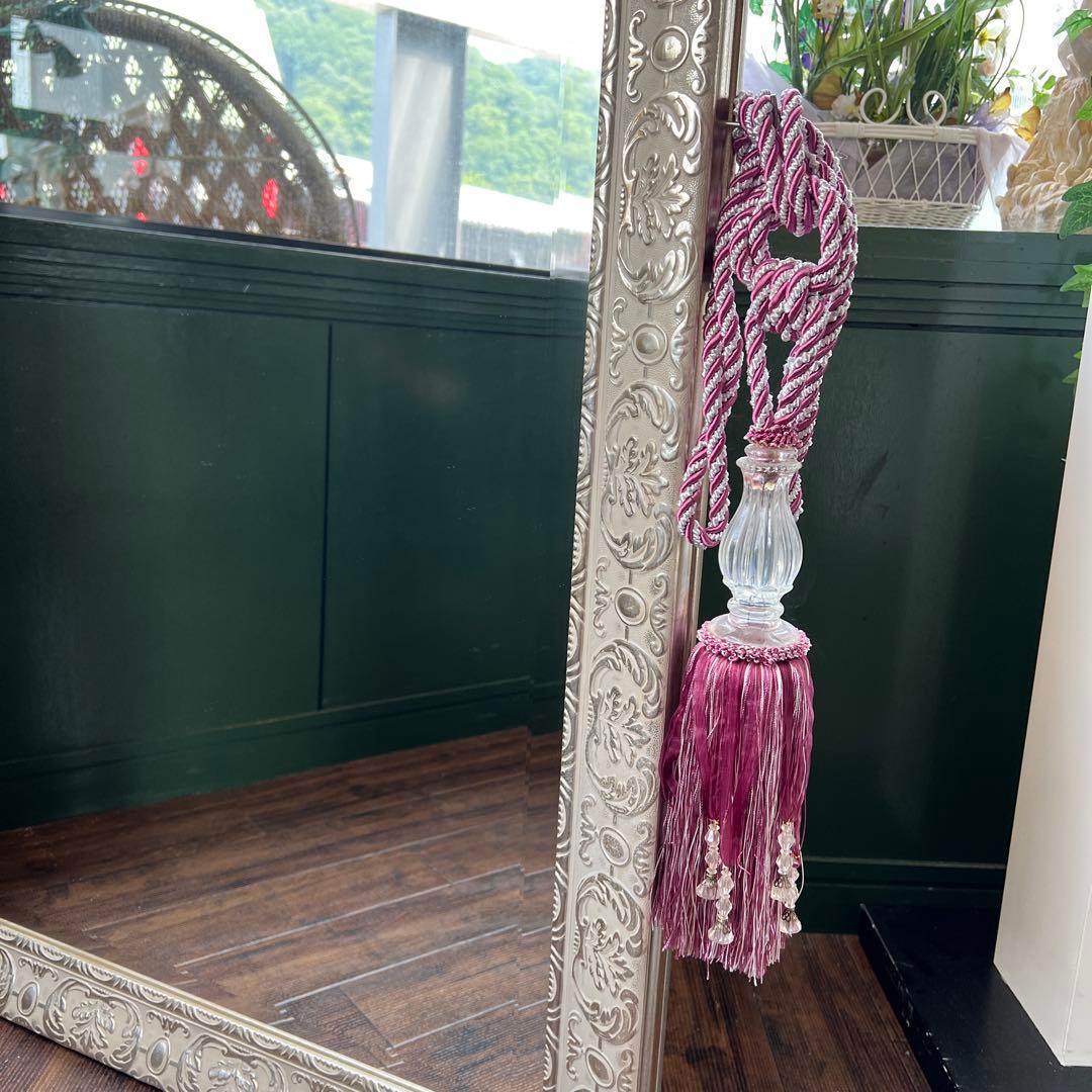 k556r122 エレガントでクラシカルな大型フレームミラー 177㎝ 紐飾り