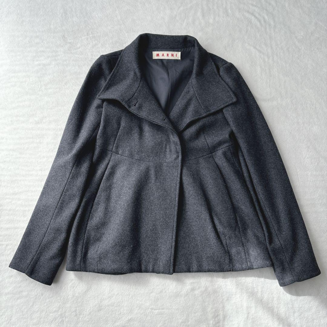 【美品】マルニ　MARNI ショート丈　コート　ジャケット　グレー　ウール